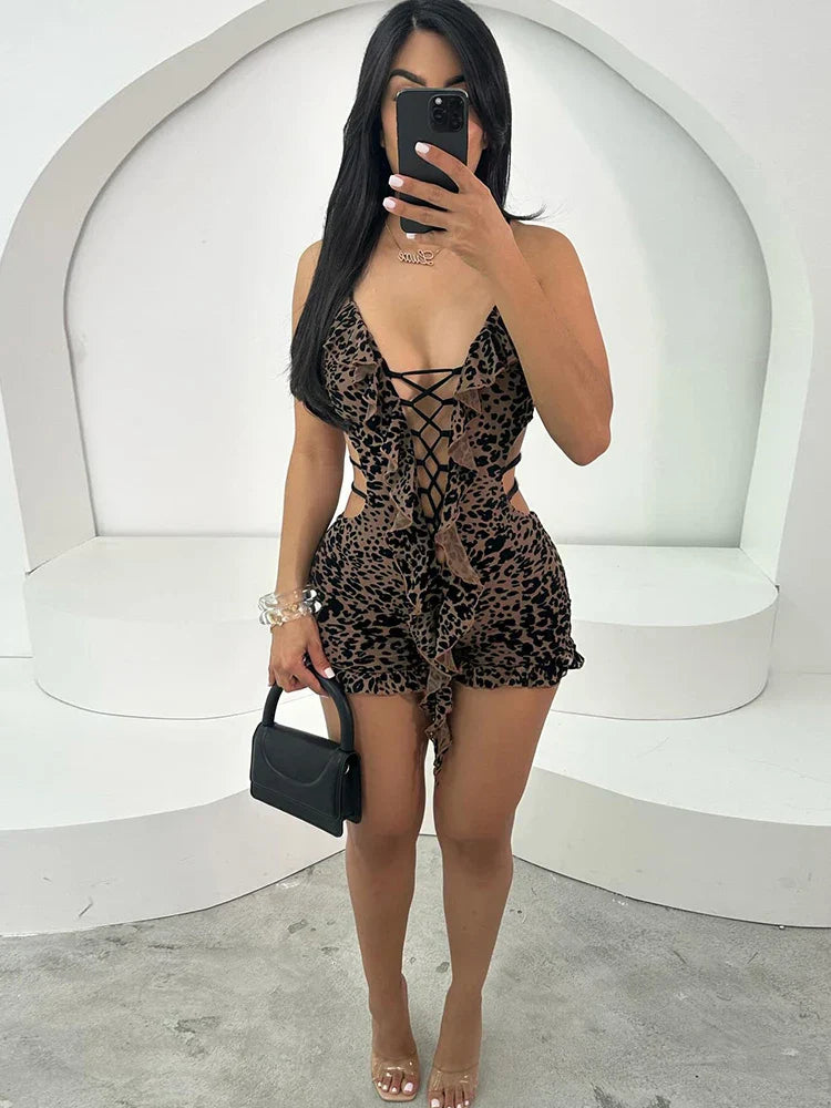 Leopard Romper met Fleece Voering Zacht en Warm