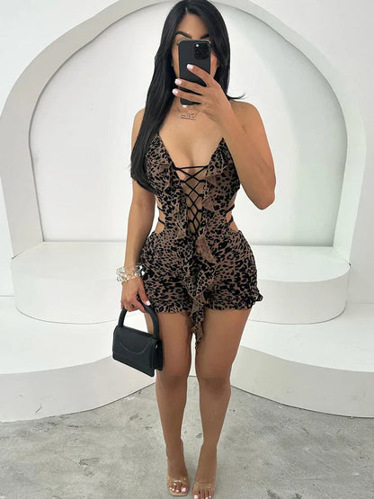 Leopard Romper met Fleece Voering Zacht en Warm