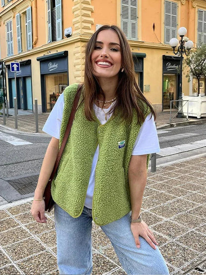 Dames Fleece Vest Mouwloos Warm voor Buiten