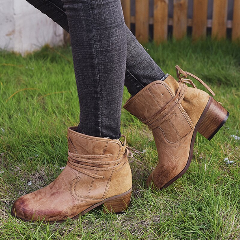 Dames Laarzen Vintage Stijl met Veter - Mode Vibes