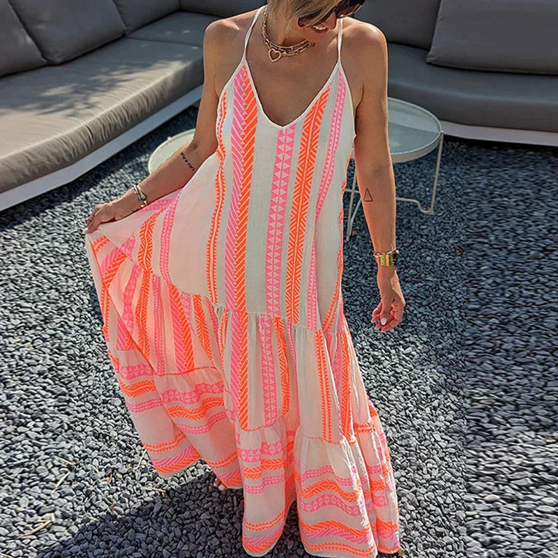 Mouwloze Jurk met Ruches en Bloemenprint Zomerjurk