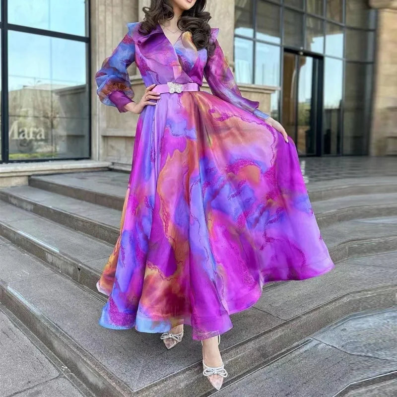 Maxi Jurk Elegante Zomerjurk met Kleurrijke Bloemenprint - Mode Vibes