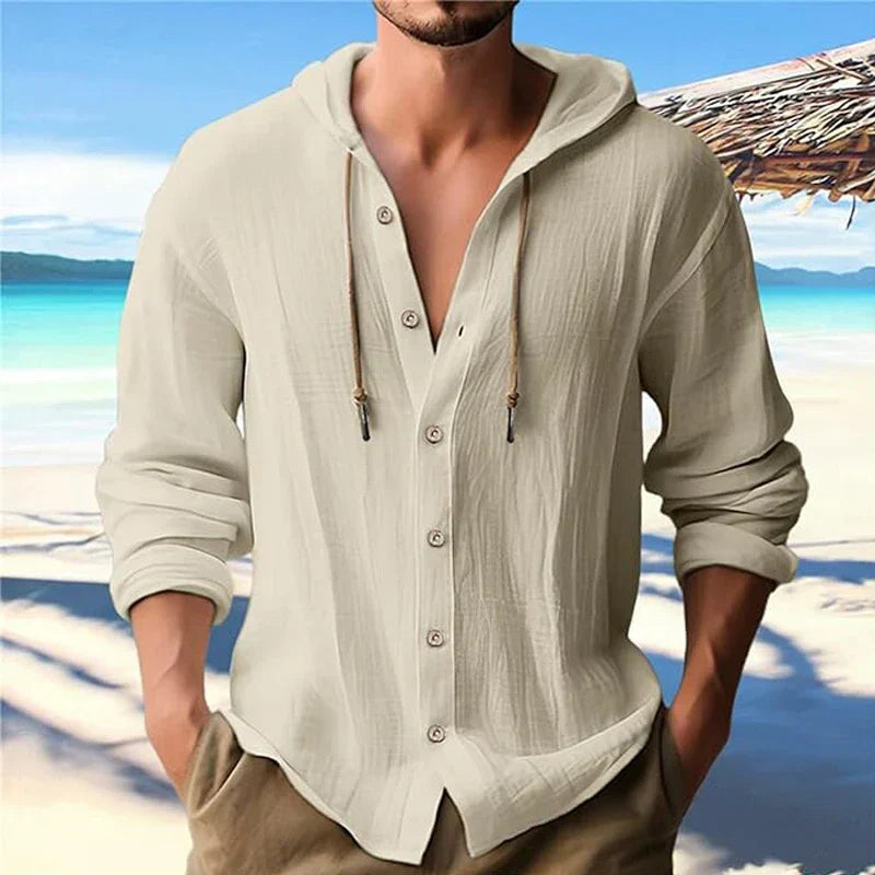 Linnen Heren Shirt Met Capuchon Licht en Ademend