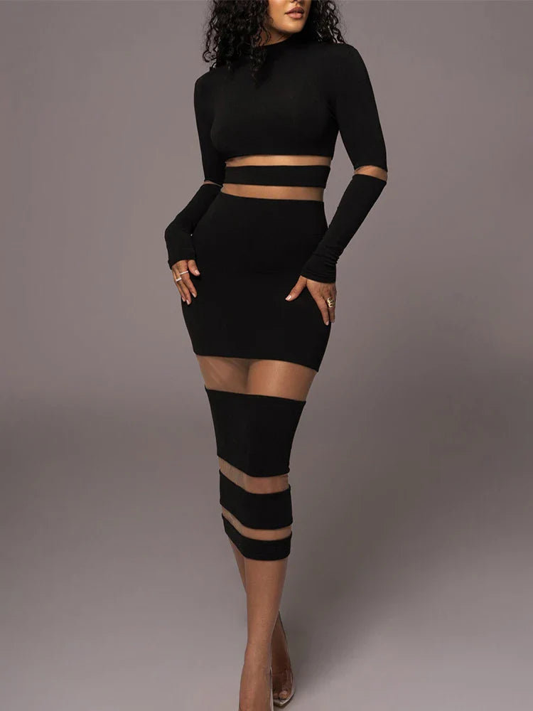Luisa | Vestito midi nero elegante