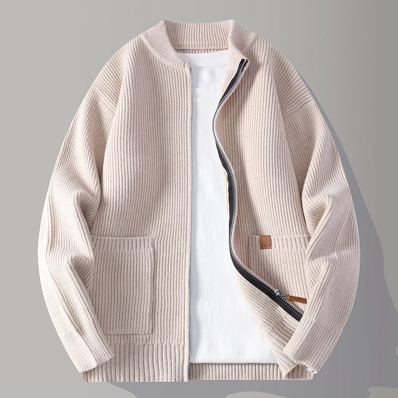 Heren Geribd Gebreid Vest met Ritssluiting