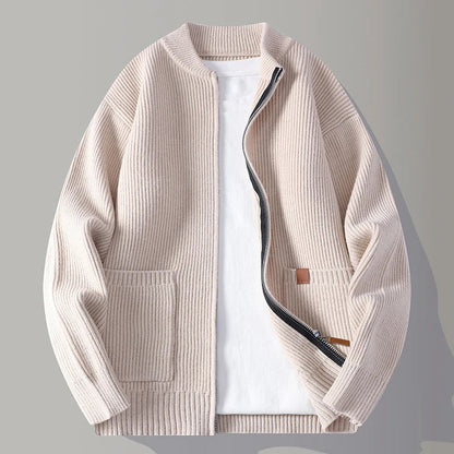 Heren Geribd Gebreid Vest met Ritssluiting