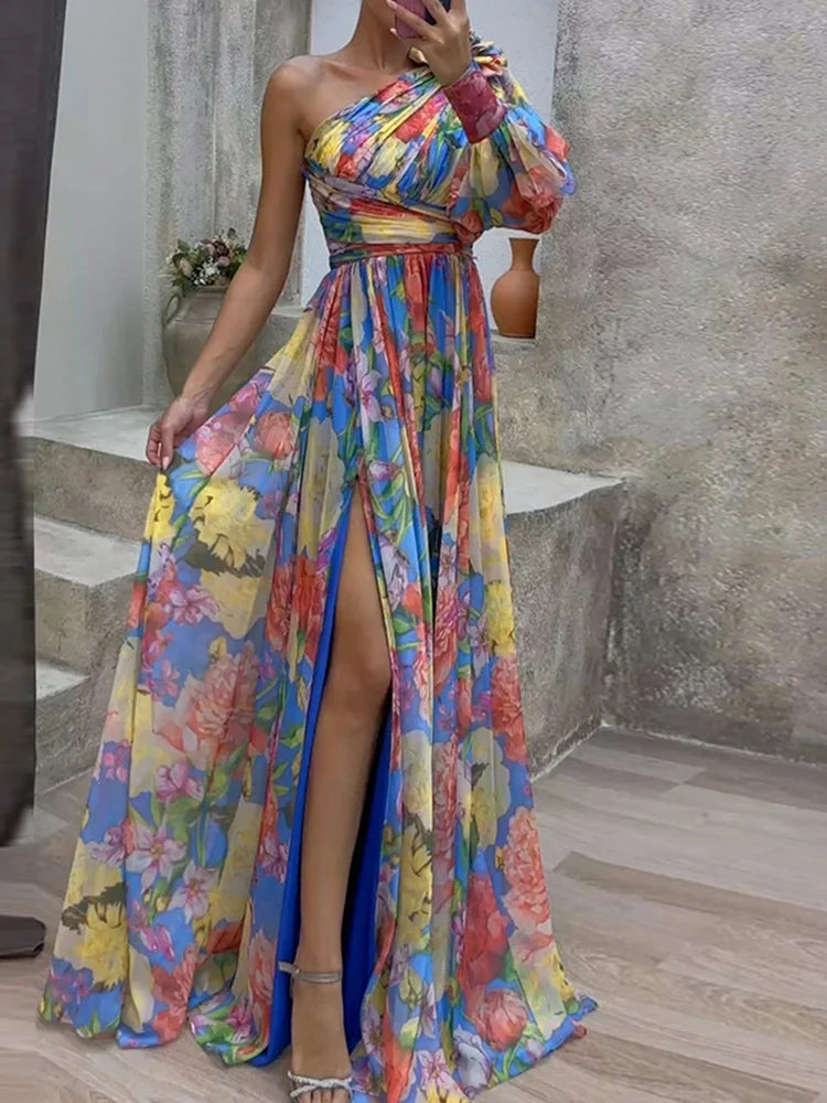 Vrouwelijke Off-the-Shoulder Maxi Jurk Zomerjurk Modieus - Mode Vibes