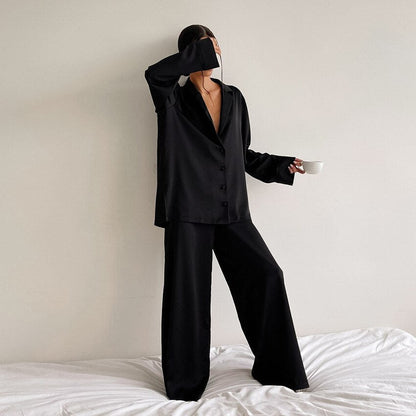 Dames Satijnen Pyjama Set Luxe Slaapwear