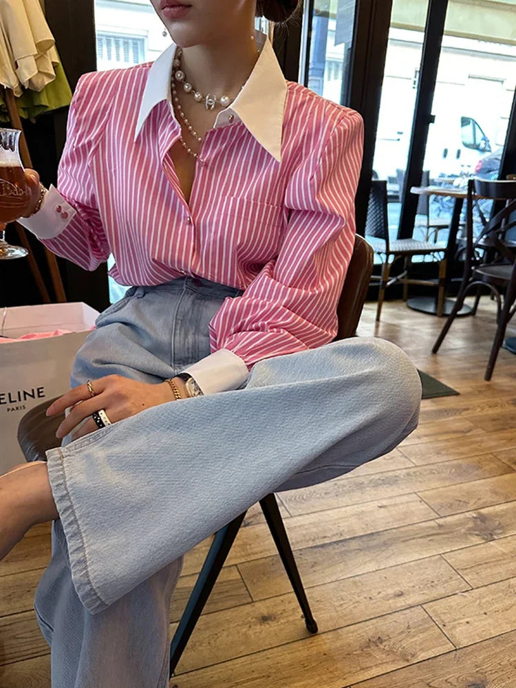 Luxe Chic Stijlvolle Streepblouse