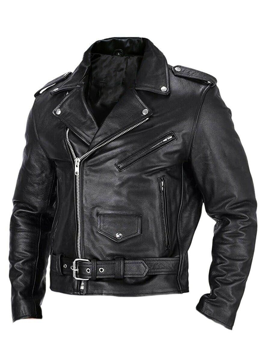Leren Motorjas Heren Slim Fit met Opstaande Kraag - Mode Vibes