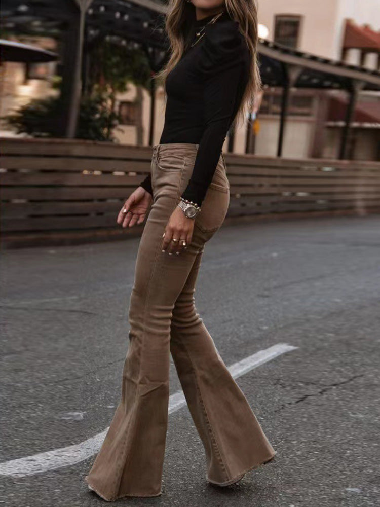 Hoge Broek Flared Trendy High Waist Damesbroek