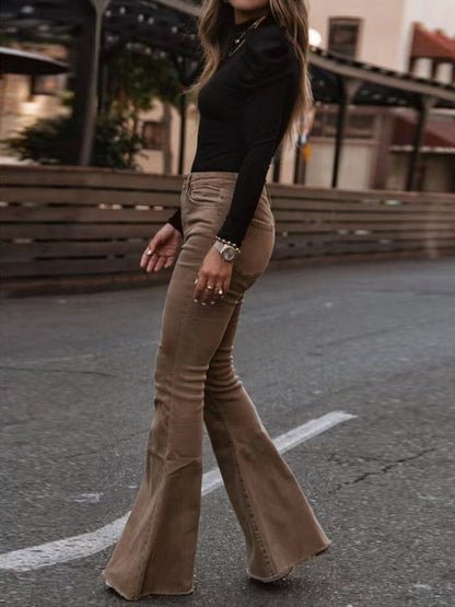 Hoge Broek Flared Trendy High Waist Damesbroek