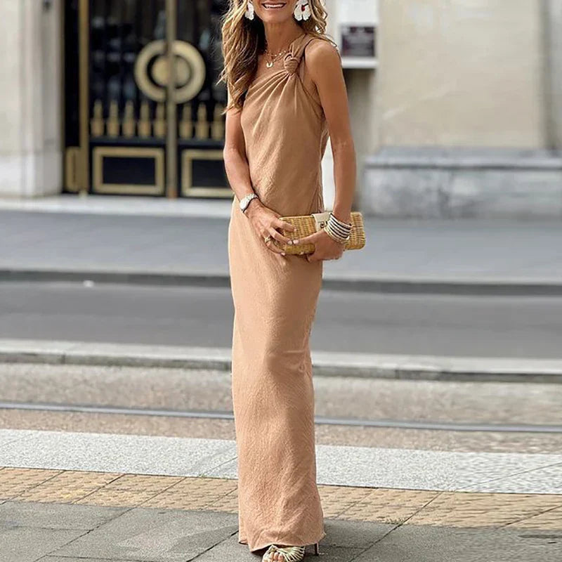Maxi Jurk Eén Schouder Zomerjurk Vrouwen Losse Jurk