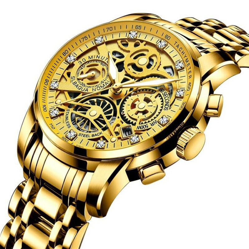 Herenskeletonhorloge Eclipse Zwart Leerband