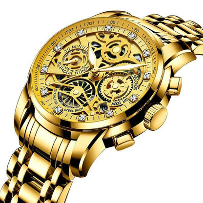 Herenskeletonhorloge Eclipse Zwart Leerband