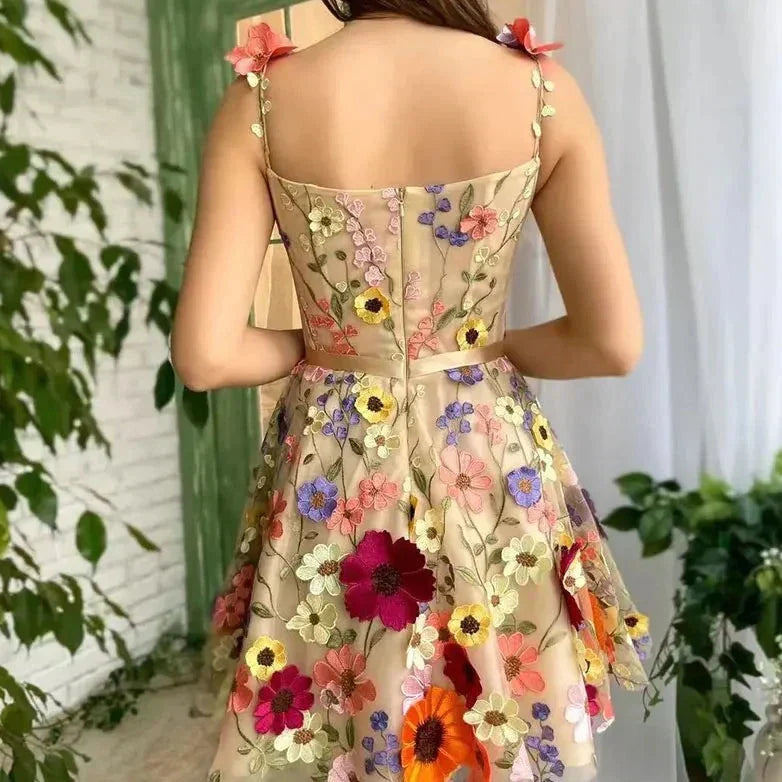 Lila Bloemenjurk met Bandjes voor Vrouw