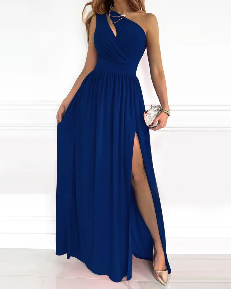 Maxi Jurk Elegante Een Schouder Zomerjurk Dames