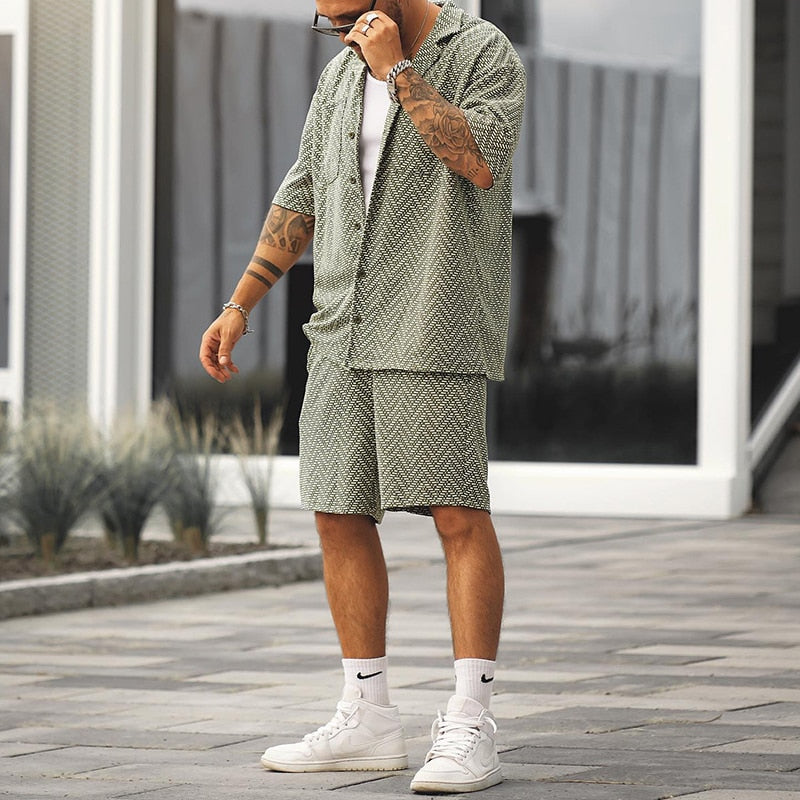 Vintage Heren Zomerset - Katoen Shirt en Korte Broek Combo