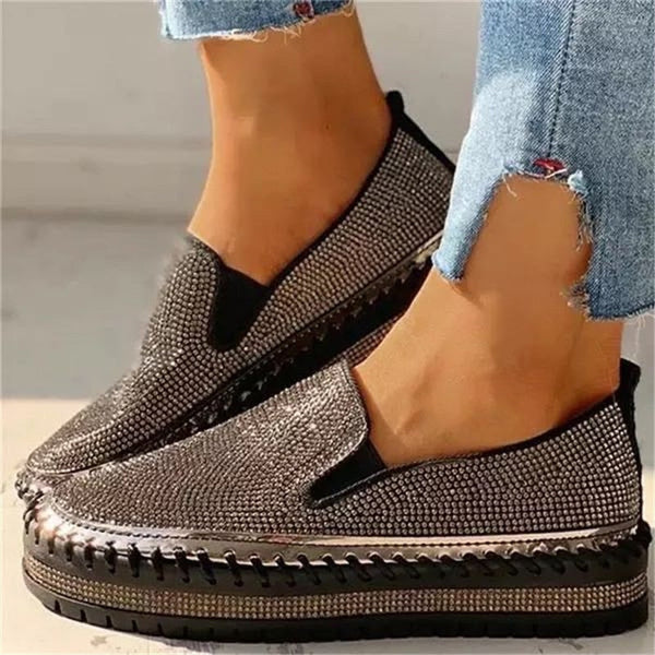 Dames Instappers met Glinsterende Strass Steentjes Luxe Design
