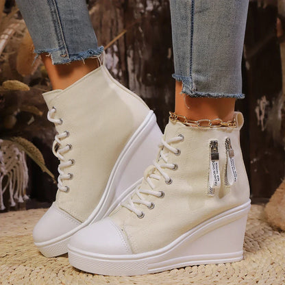 Elegante Wedge Sneaker met Ritssluiting en Verborgen Hak