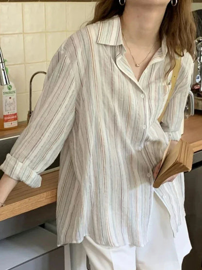 Leana | Oversized Gestreept Shirt Met Lange Mouwen