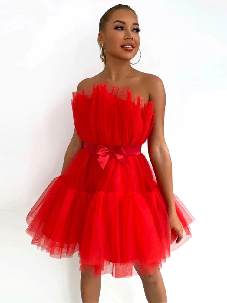 Feestelijke Jurk Tulle Uniek Design Voor Vrouw