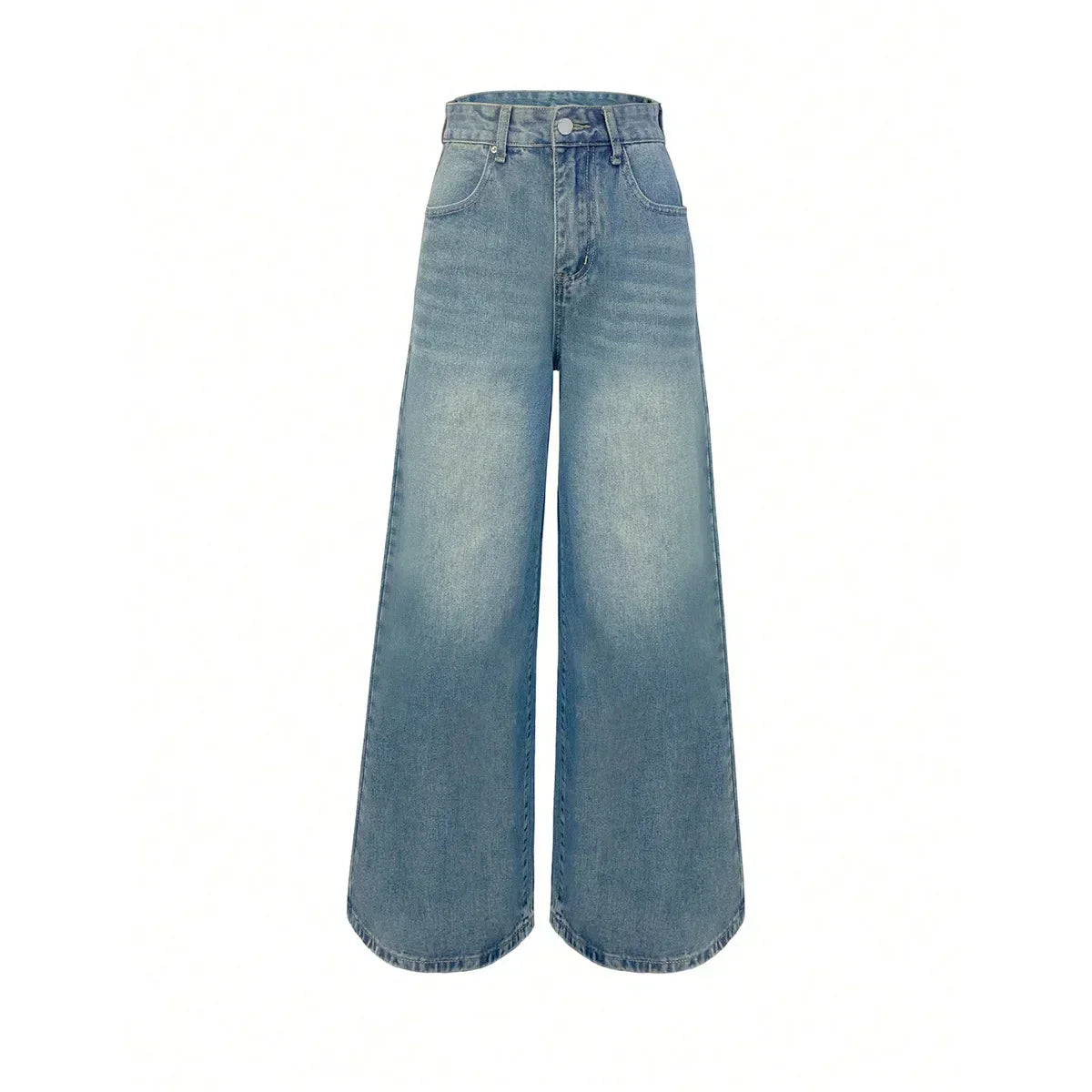 Hoge Taille Dames Jeans Breed Been Zwart Blauw
