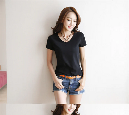 LunaBliss Zomerse V-hals T-shirt