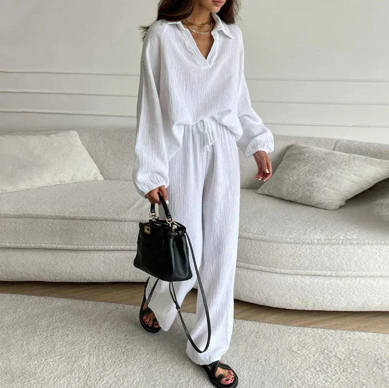 Casual Tweedelige Set Losse Top en Broek - Mode Vibes