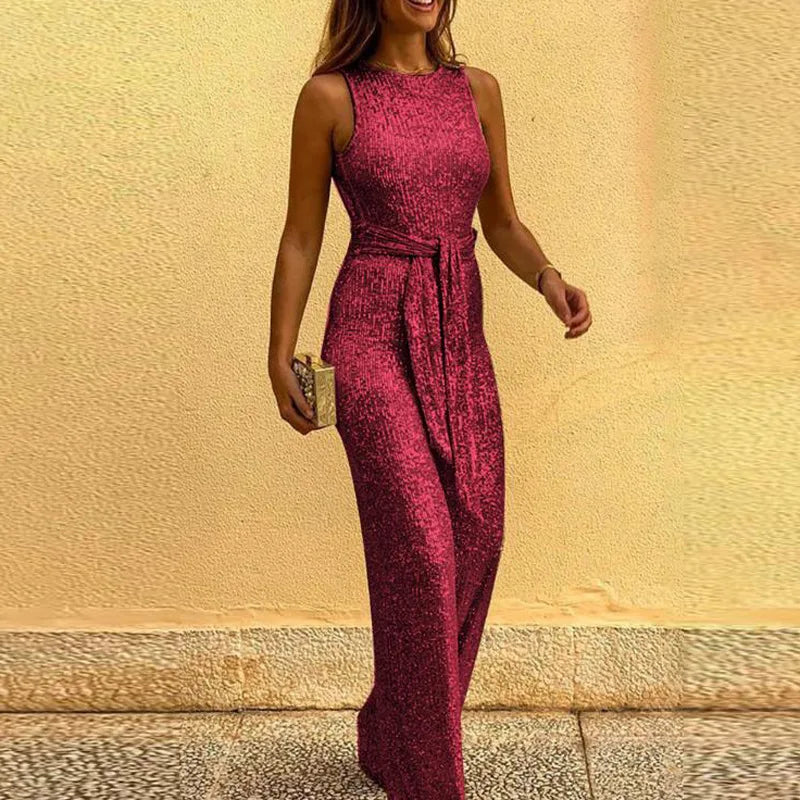 Jumpsuit Met Pailletten Glimmend Feestelijk Design