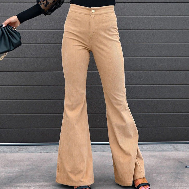 Hoge Broek Flared Trendy High Waist Damesbroek - Mode Vibes
