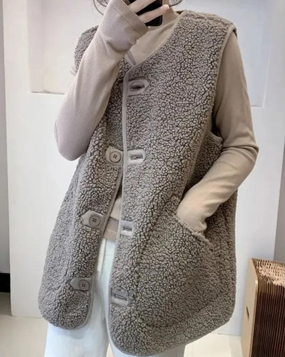 Gilet Anne Wollen Luxe Stijlvol Donkerbruin - Mode Vibes