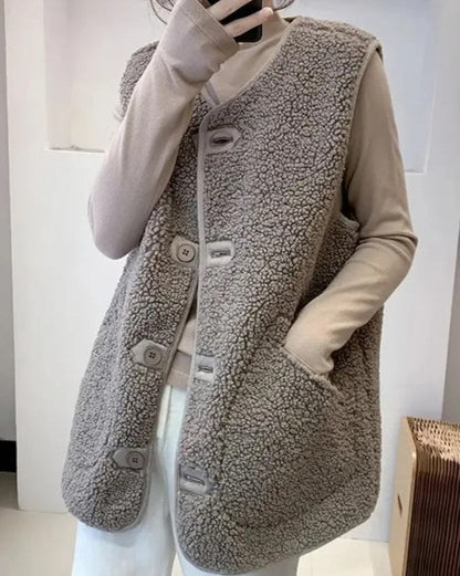 Gilet Anne Wollen Luxe Stijlvol Donkerbruin - Mode Vibes