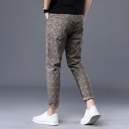 Geruite Broeken Heren Slim Fit Trendy Vrijetijdsbroek