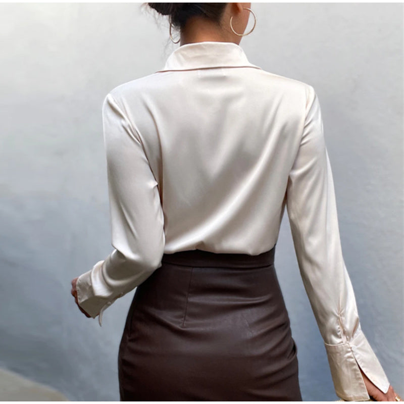 Satin Blouse Vrouwelijk Elegante Bloes voor Ieder Moment