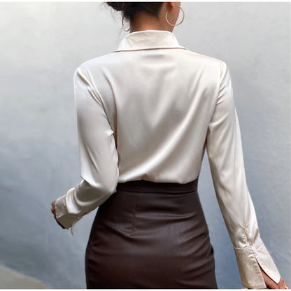 Satin Blouse Vrouwelijk Elegante Bloes voor Ieder Moment