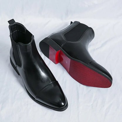 Chelsea Boots Glanzend Rood Zool Laag Stevig