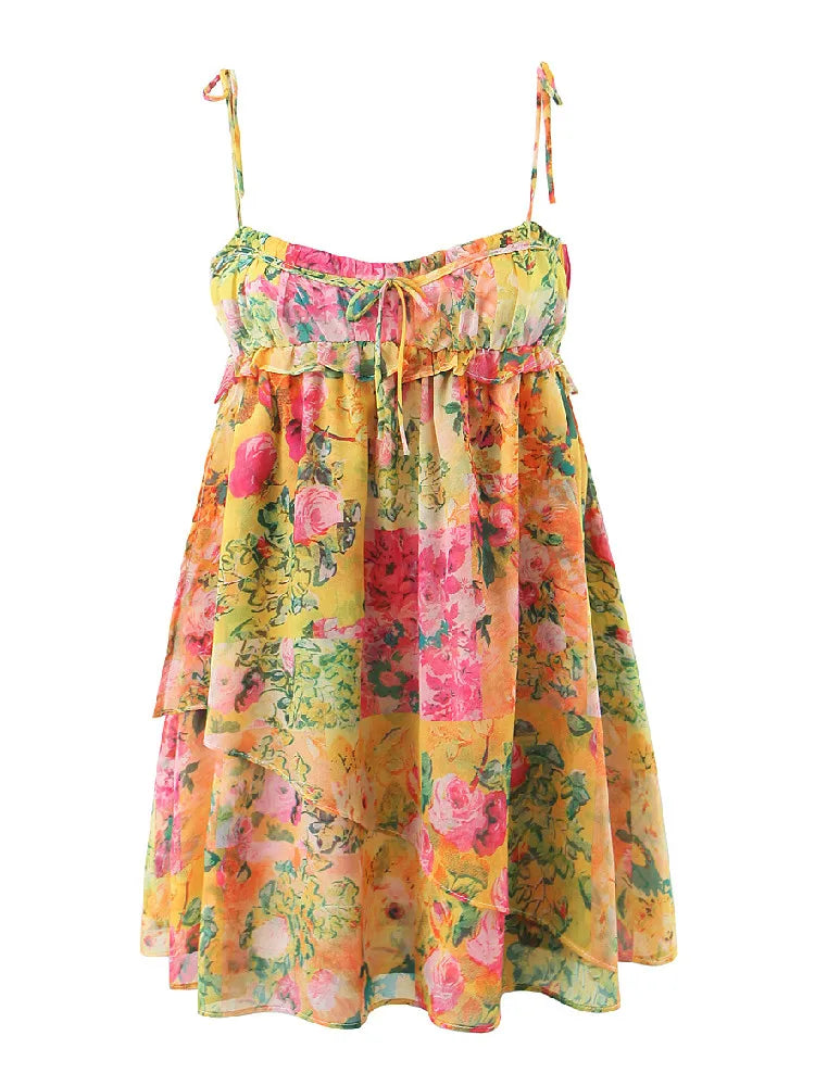 Boho Minijurk Bloemenprint Zonder Rug