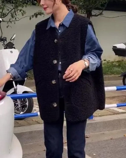 Gilet Anne Wollen Luxe Stijlvol Donkerbruin
