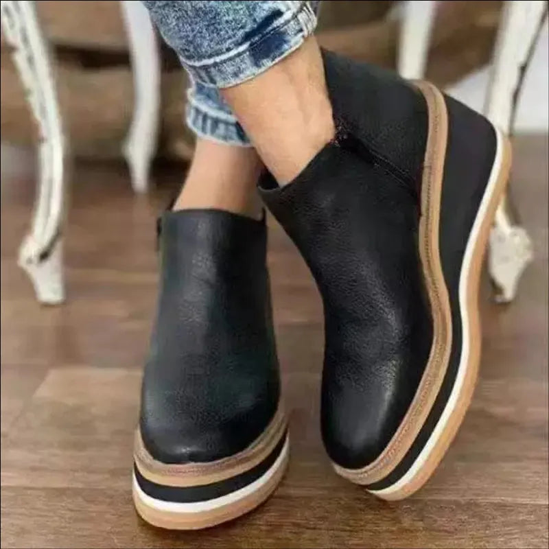 Elvora – Dames Enkelboots met Plateauzool en Rits