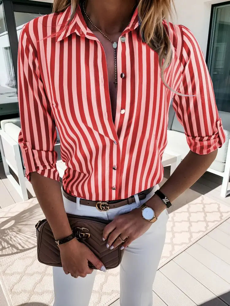 Casual Blouse met Strepen Zomerse Stijl