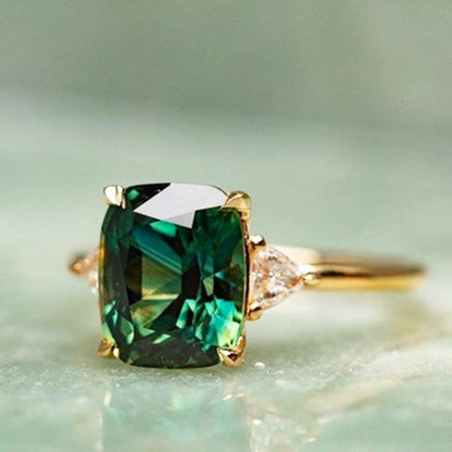 Smalle Smaragd Ring Vierkant Zilver