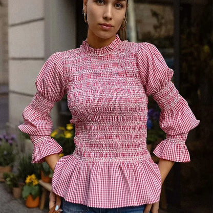 Sunspree Ruitjesblouse met Ruches