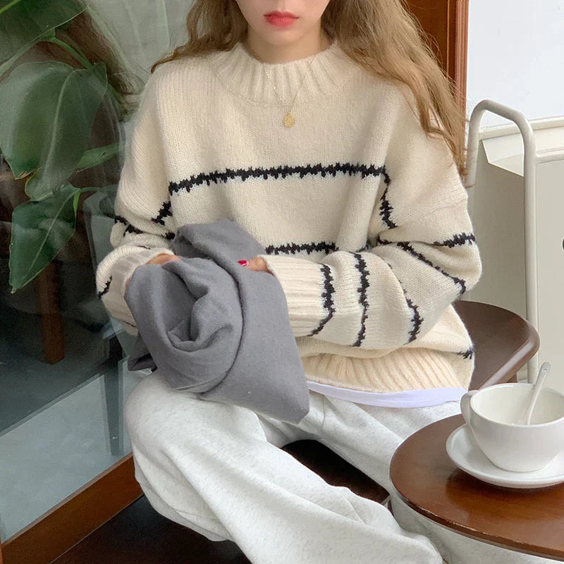Elora | Dames Oversized Gebreide Trui | Wit