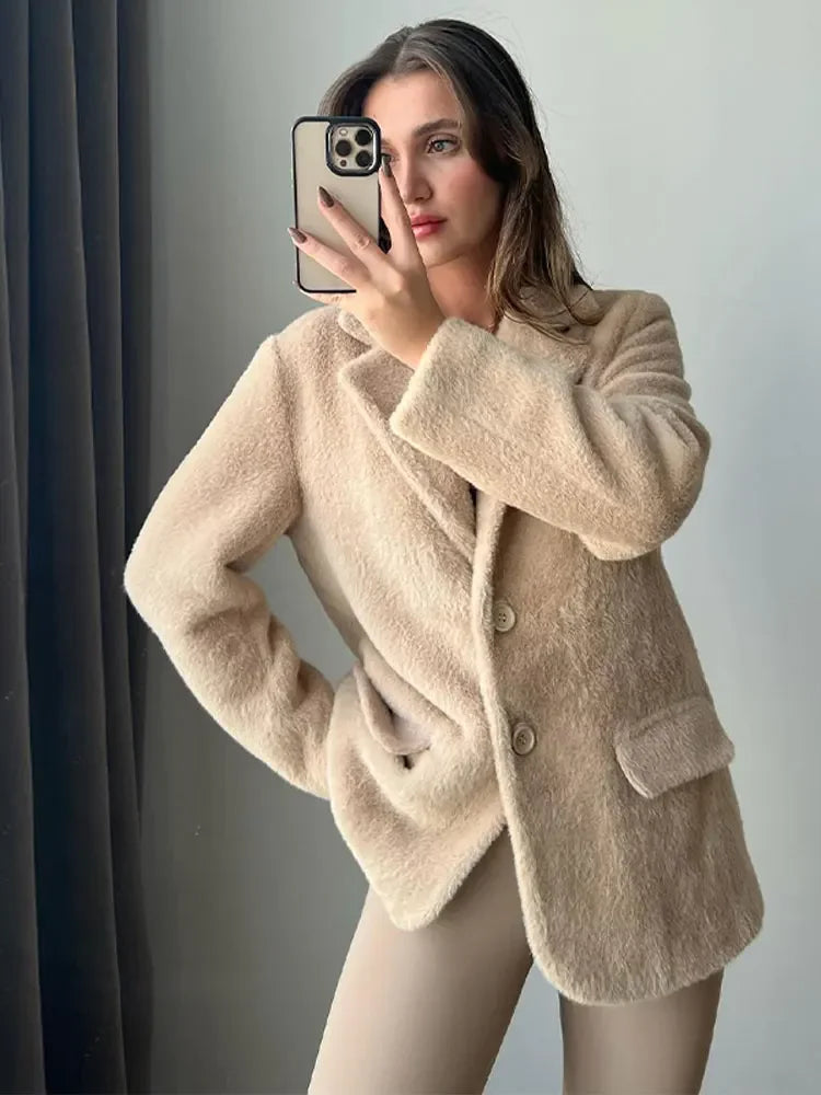 Pluche Jas Violet Kort Modejas Dames - Mode Vibes