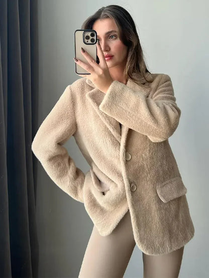 Pluche Jas Violet Kort Modejas Dames - Mode Vibes
