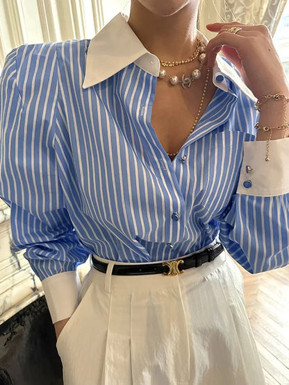 Luxe Chic Stijlvolle Streepblouse