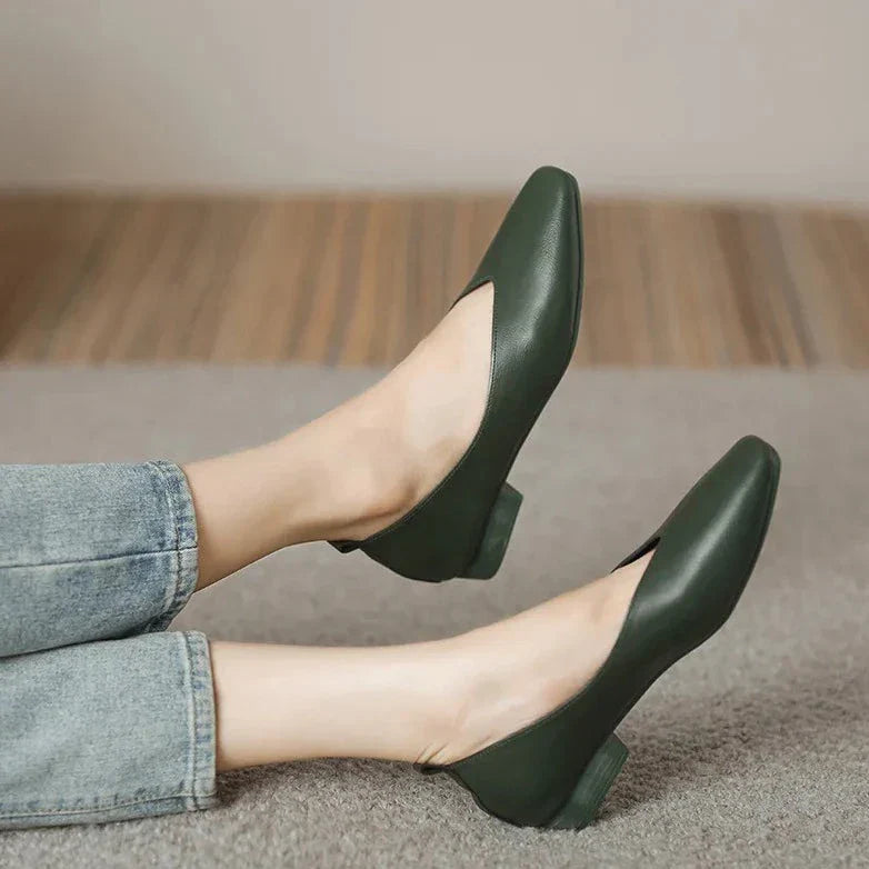 Retro Schoenen Vierkante Teen voor Vrouw
