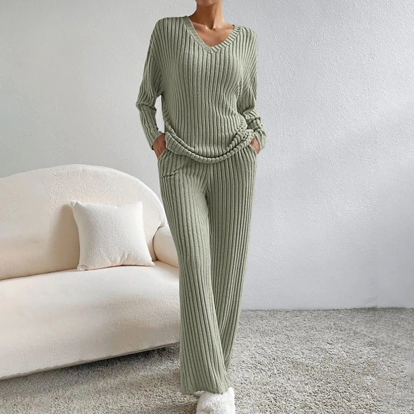 Dames Gebreide Tweedelige Set Comfortabele Pasvorm