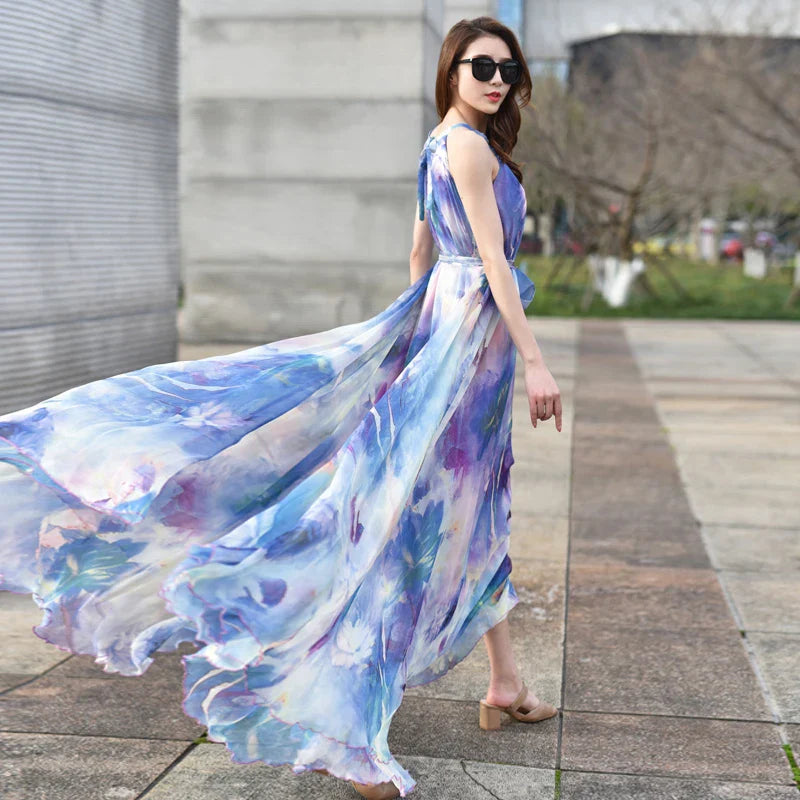 Betoverende Zonnewende Mouwloze Maxi Jurk